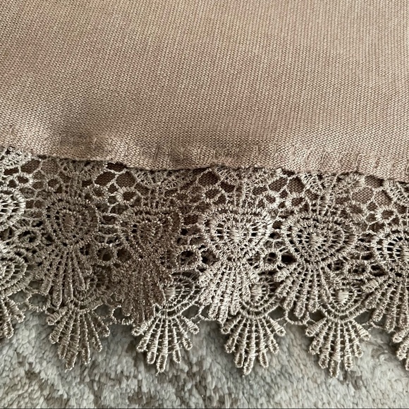 Handmade Camel Coloured Poncho with Embroidered/Lace Border - Picture 3 of 5